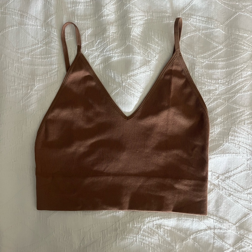 M/L brown cropped halter top